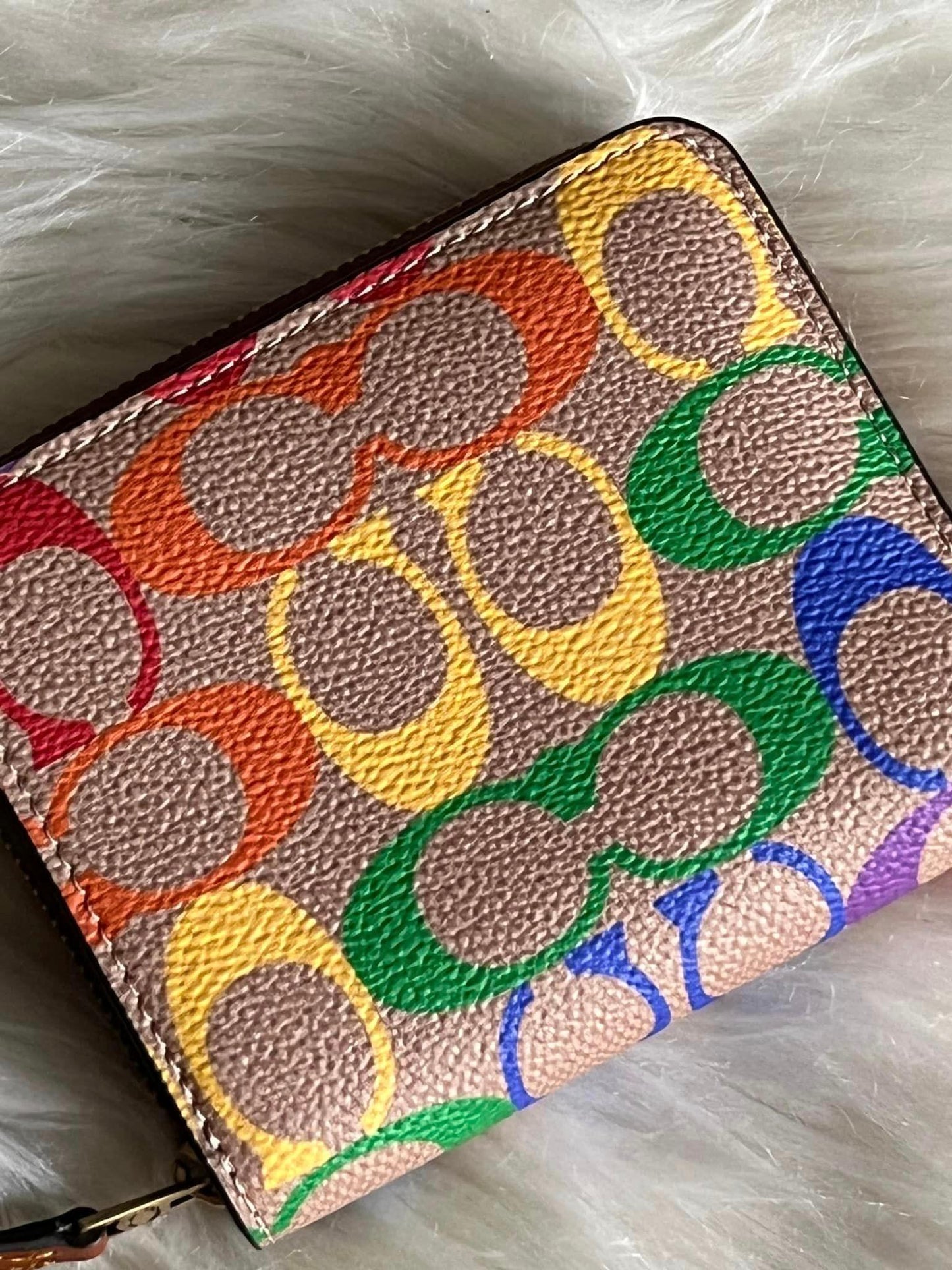 Coach Billfold Wallet in Rainbow Signature Canvas