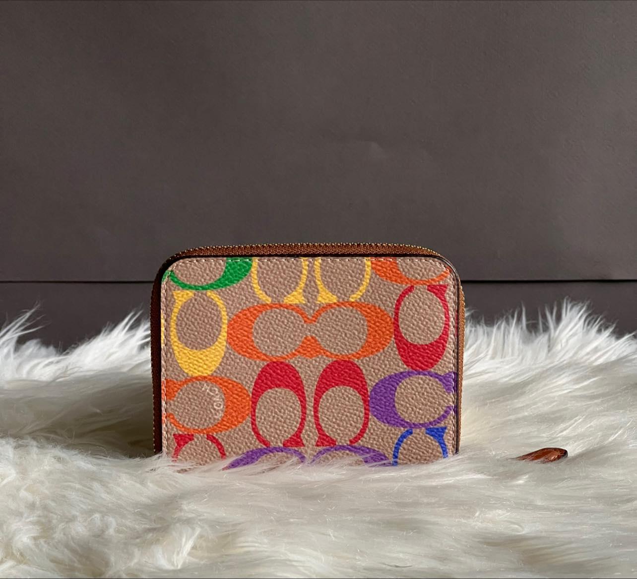 Coach Billfold Wallet in Rainbow Signature Canvas