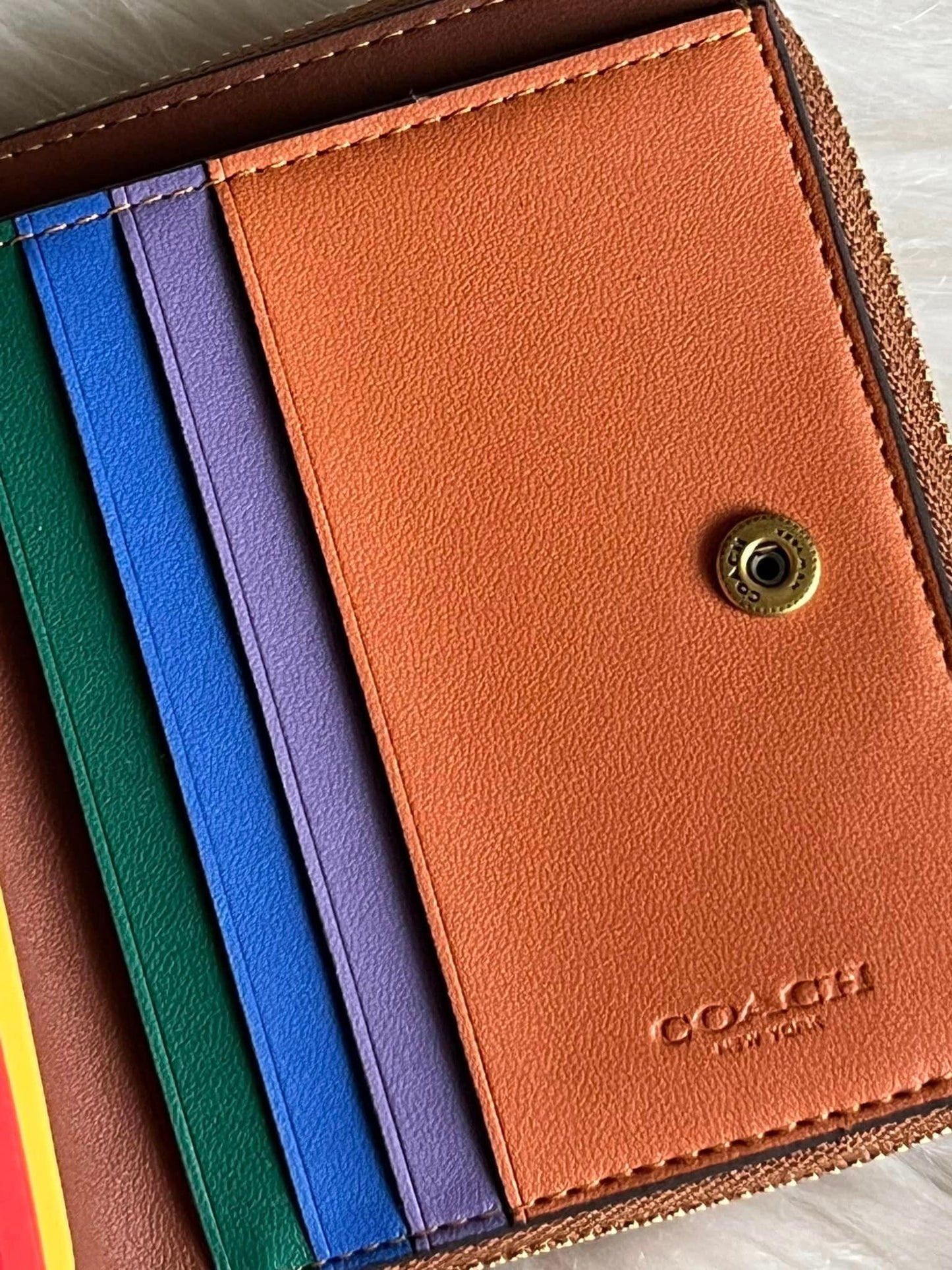 Coach Billfold Wallet in Rainbow Signature Canvas