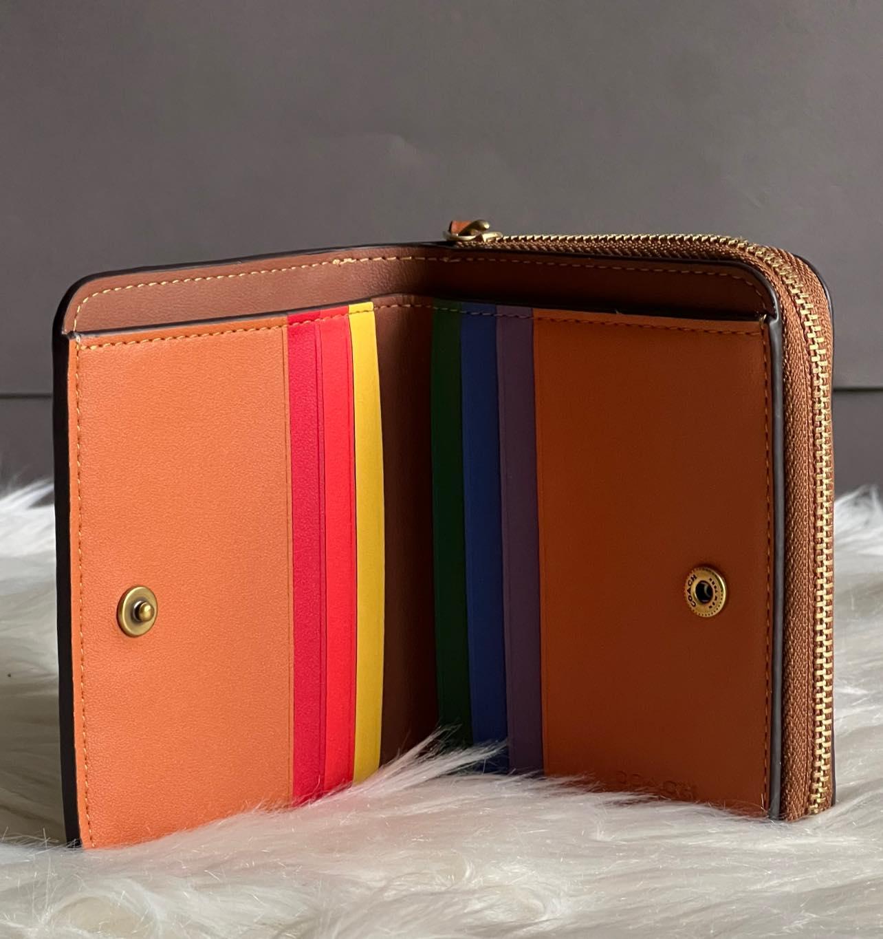 Coach Billfold Wallet in Rainbow Signature Canvas