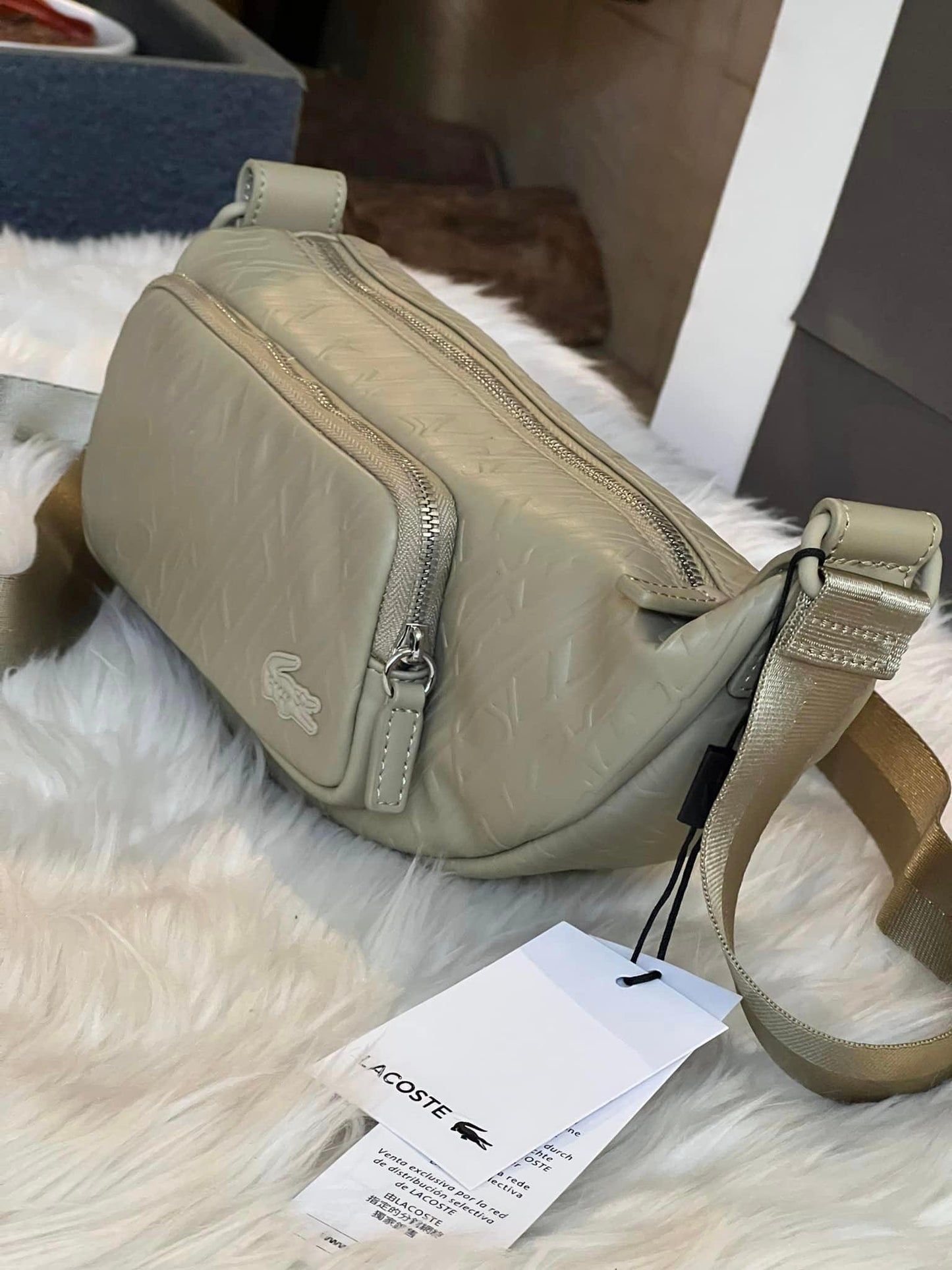 Lacoste Unisex Lacoste Logo Print Shoulder Bag