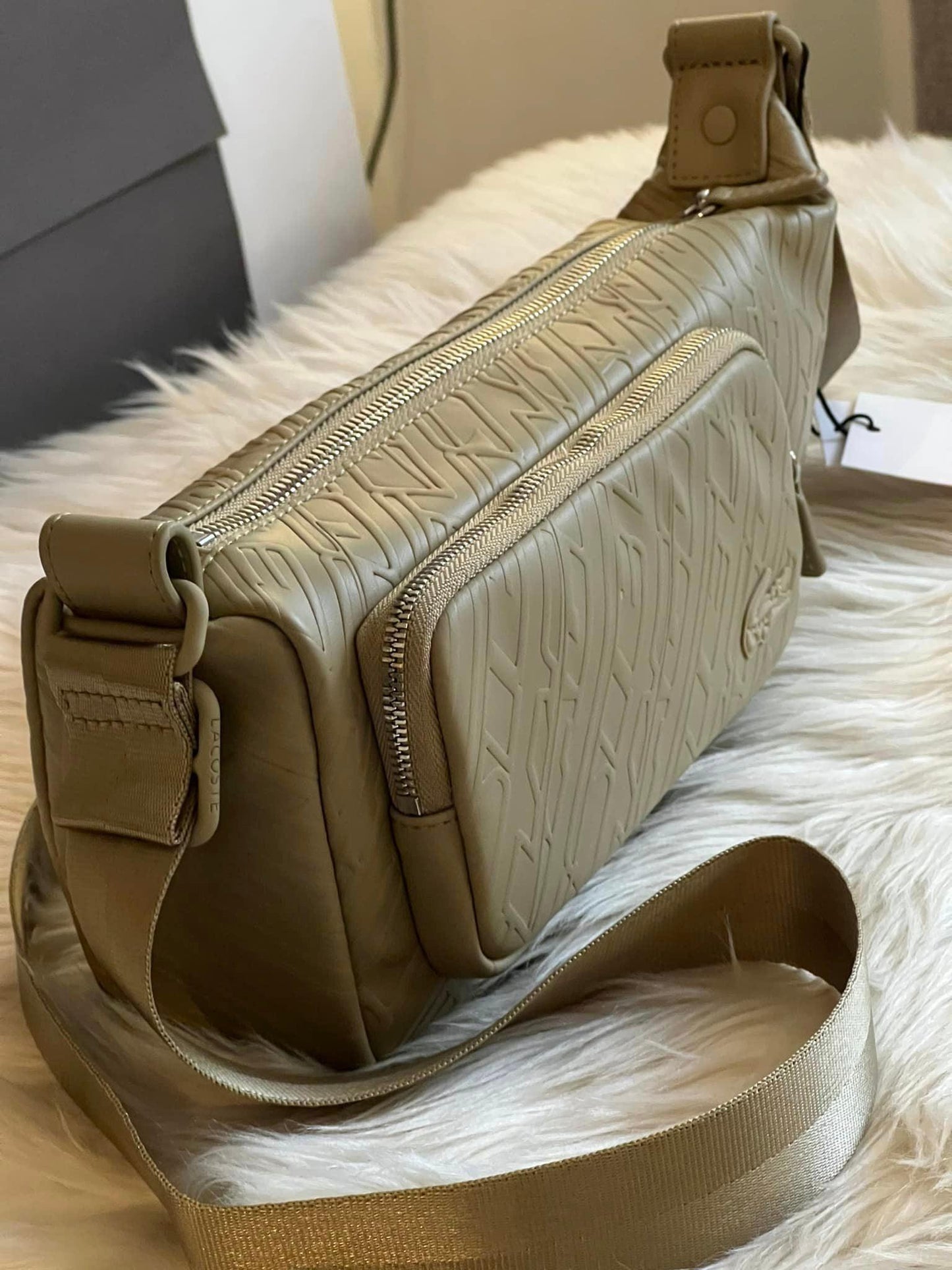 Lacoste Unisex Lacoste Logo Print Shoulder Bag