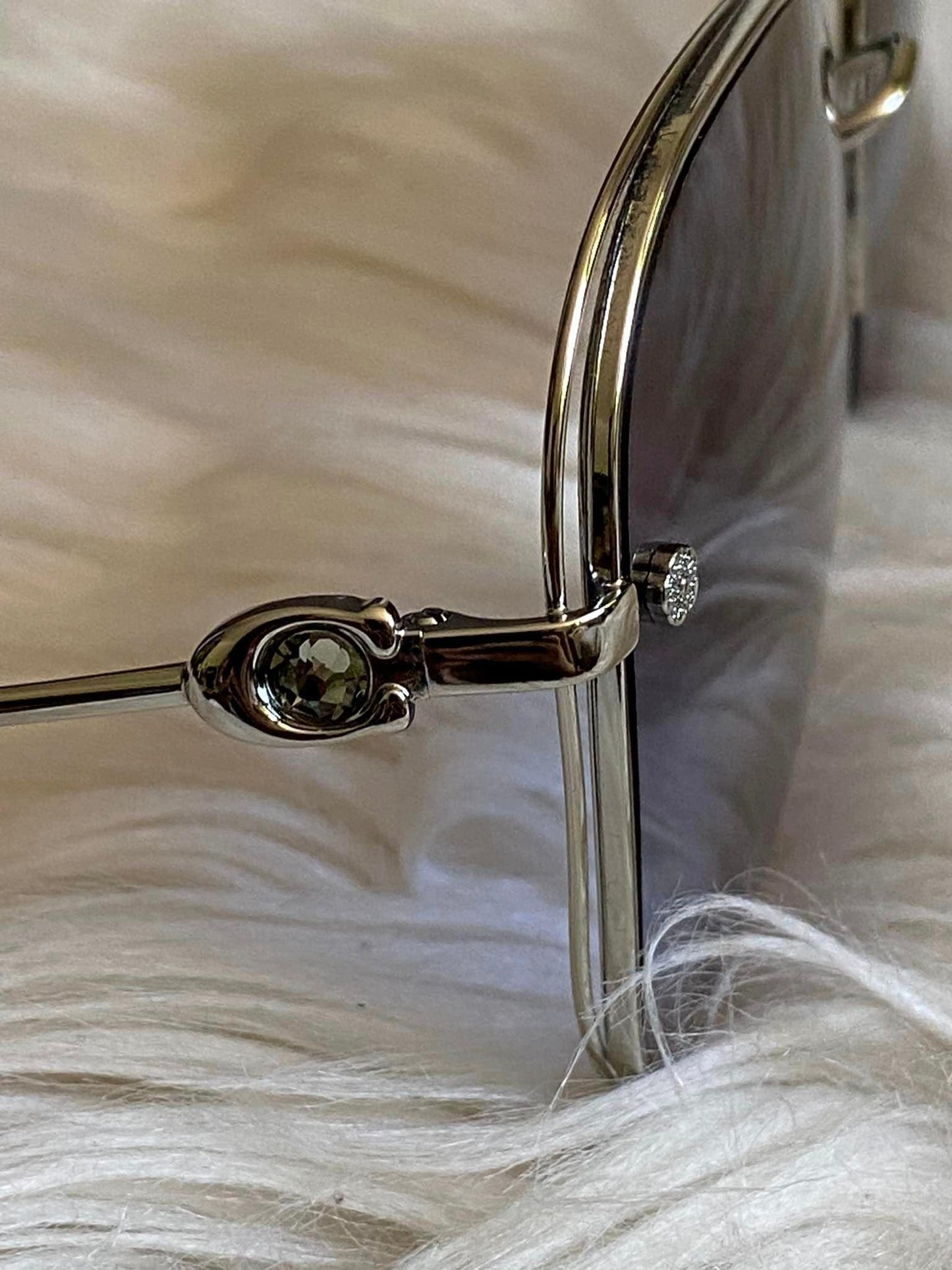 Coach Full Fit Signature Crystal Metal Oversized Butterfly Sunglasses