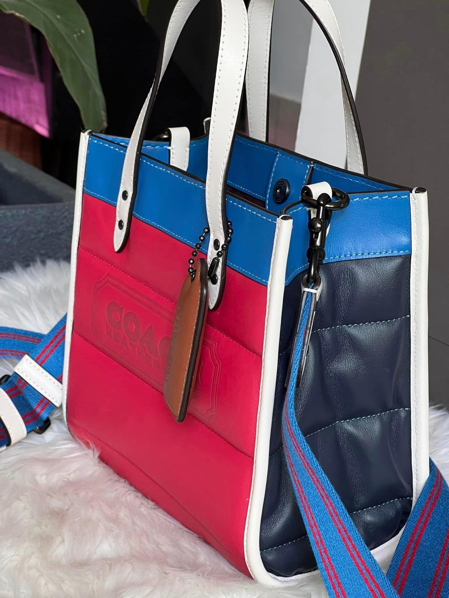Coach Field Tote 22 with Colorblock Quilting and Coach Badge