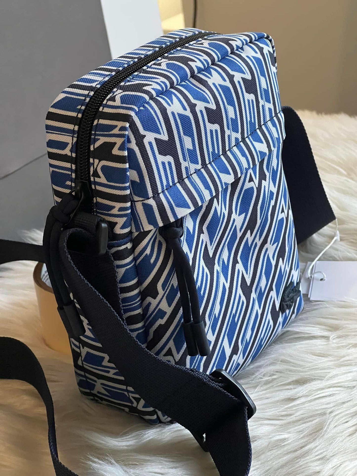 Lacoste Men’s Neocroc Logo Print Vertical Messenger Bag