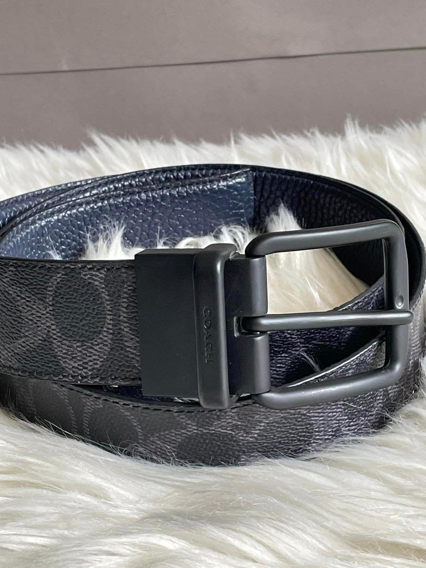 Coach Wide Harness Signature Reversible Belt