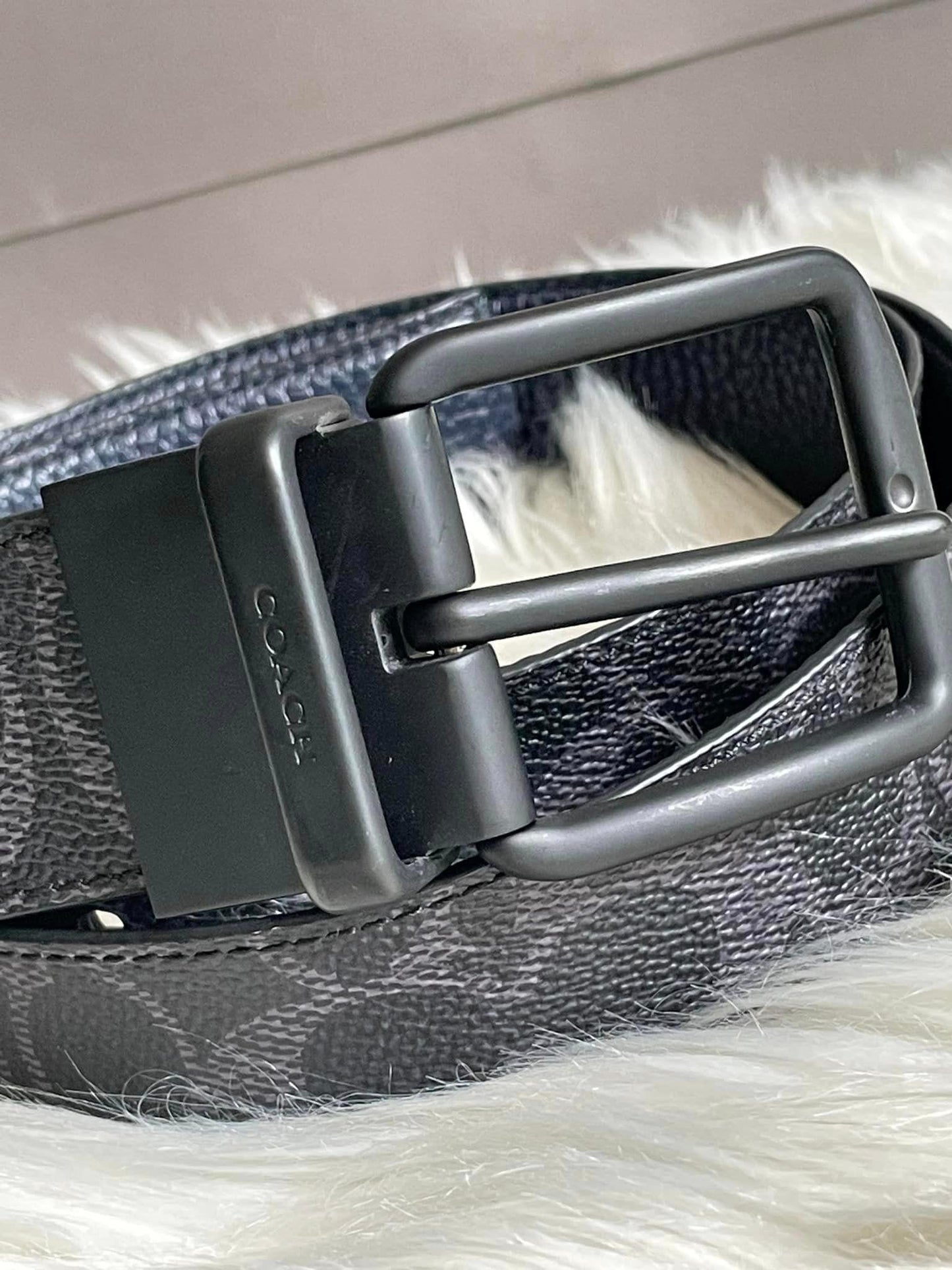 Coach Wide Harness Signature Reversible Belt