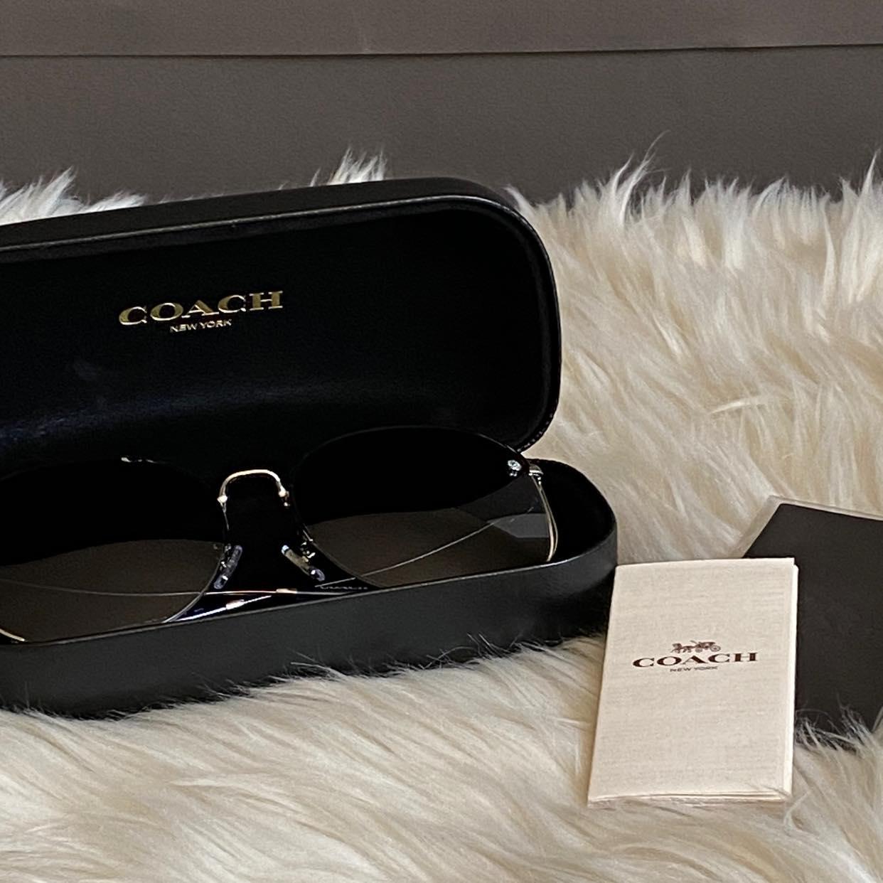 Coach Full Fit Signature Crystal Metal Oversized Butterfly Sunglasses
