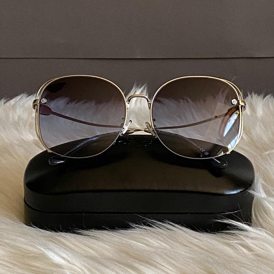 Coach Full Fit Signature Crystal Metal Oversized Butterfly Sunglasses