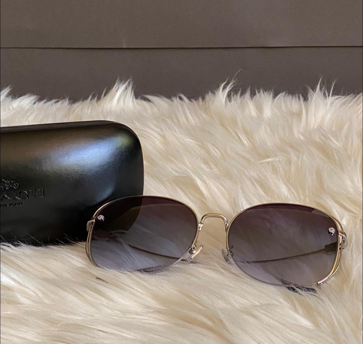 Coach Full Fit Signature Crystal Metal Oversized Butterfly Sunglasses