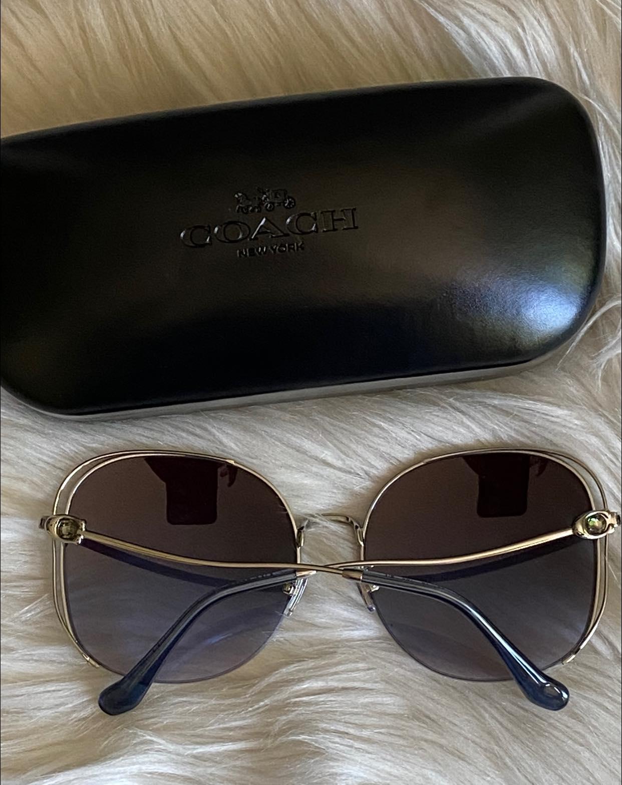 Coach Full Fit Signature Crystal Metal Oversized Butterfly Sunglasses