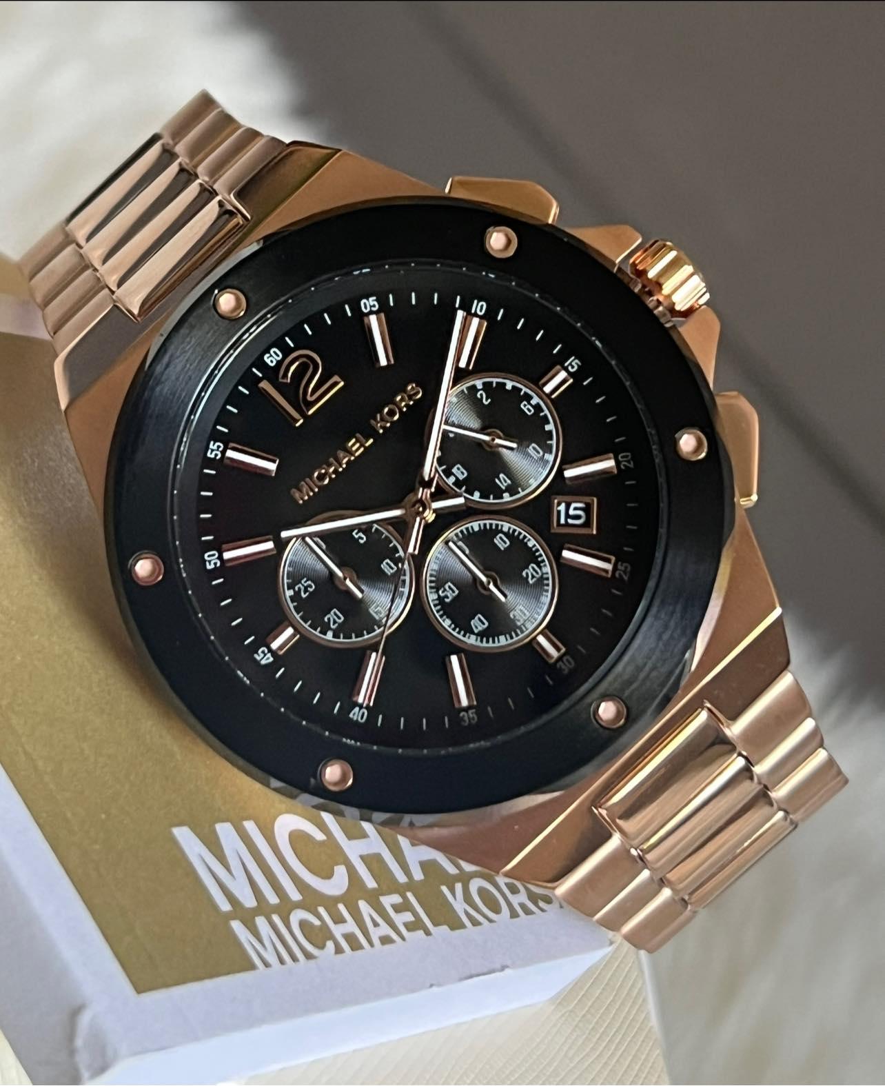 Michael Kors Men’s Lennox Chronograph Rose Gold-Tone Stainless Steel Watch