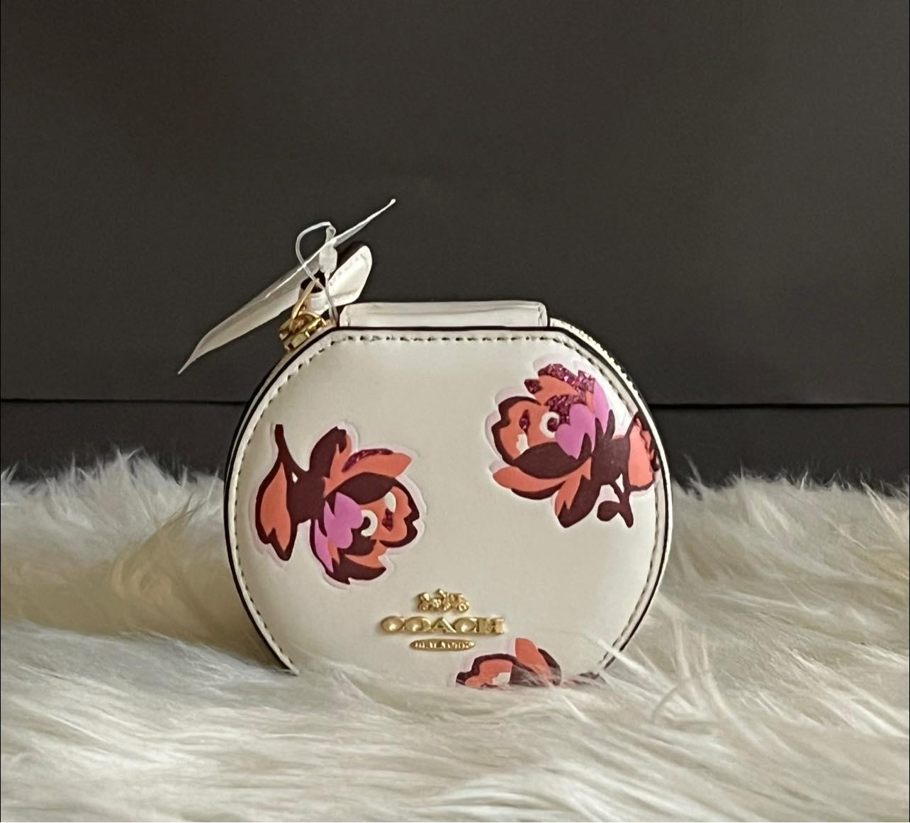 Coach Round Jewelry Case with Floral Print