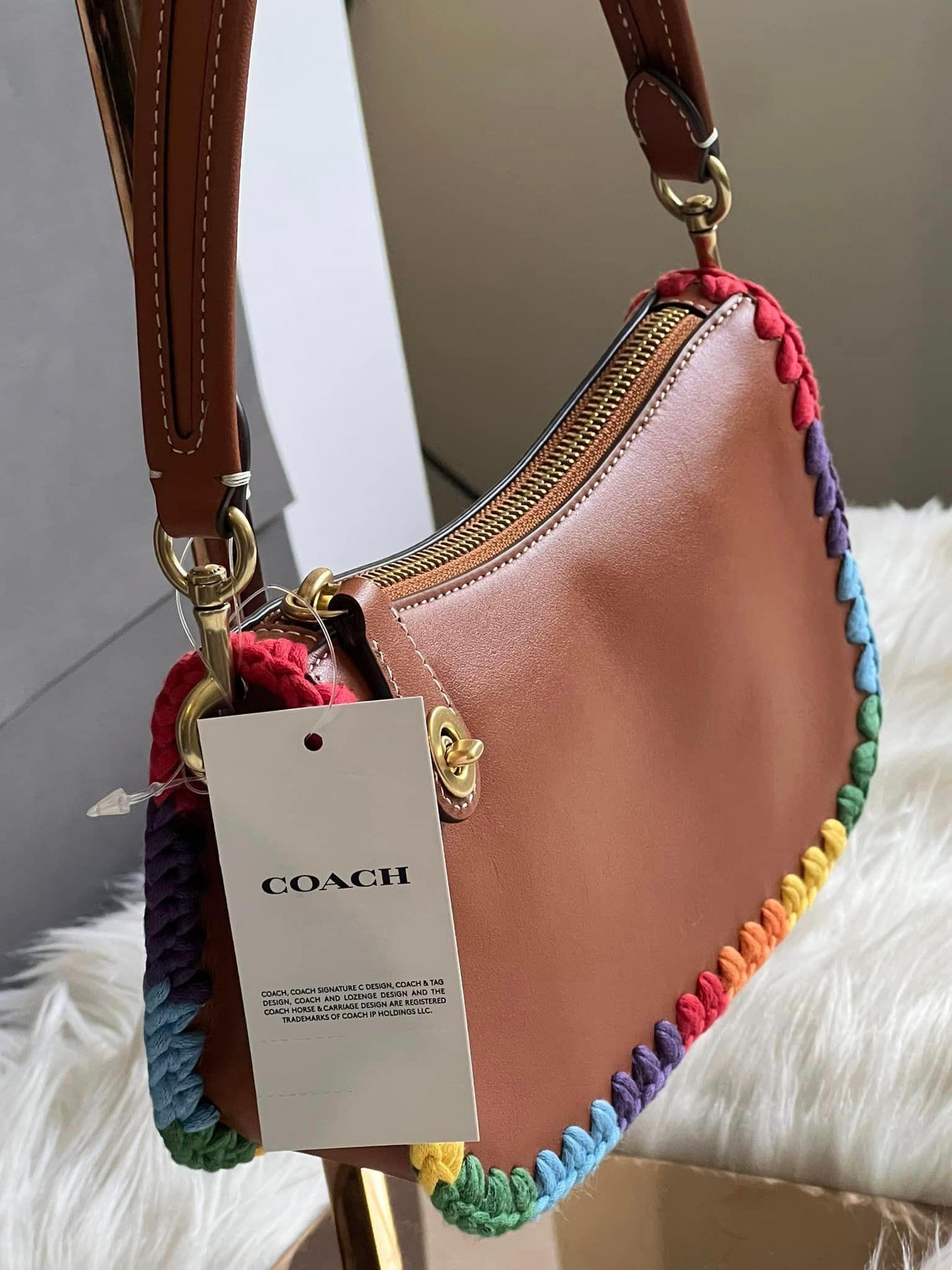 Coach Swinger 20 with Rainbow Crochet