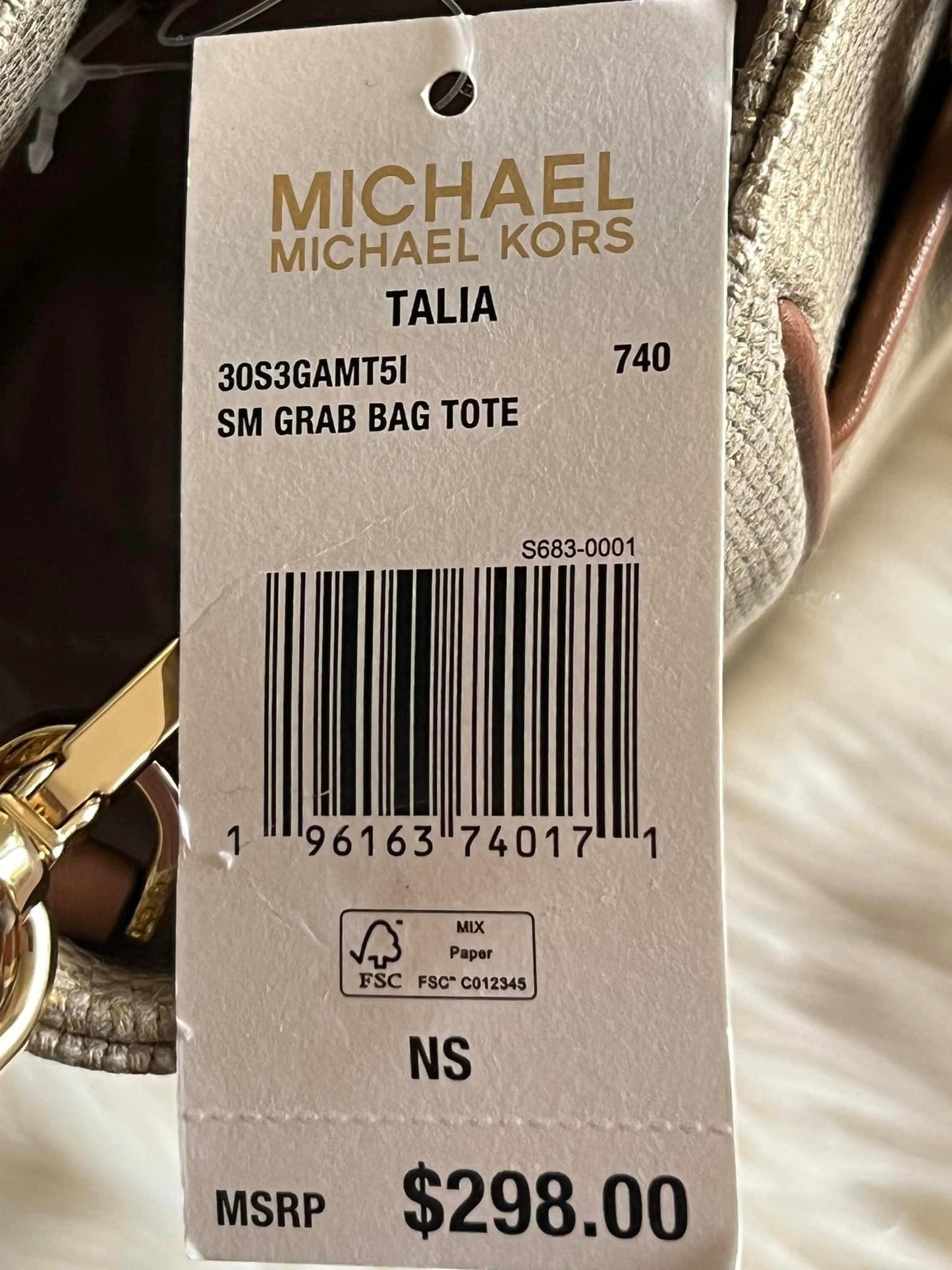 Michael Kors Talia Small Metallic Cotton Canvas Tote Bag