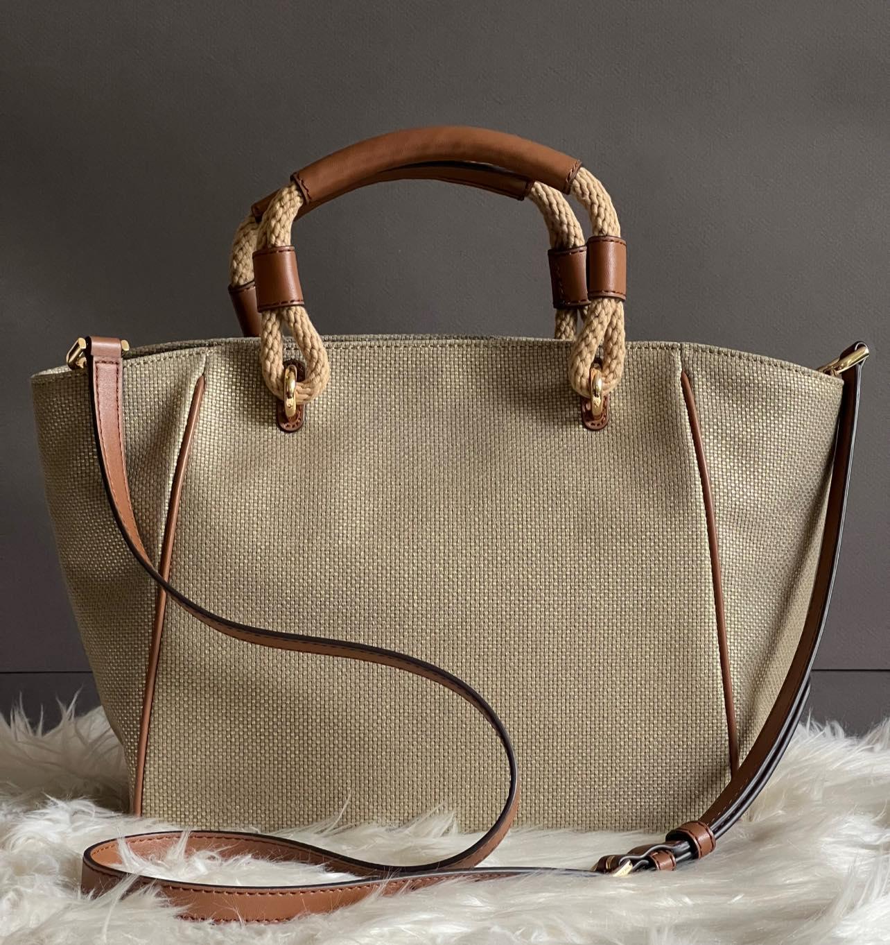 Michael Kors Talia Small Metallic Cotton Canvas Tote Bag