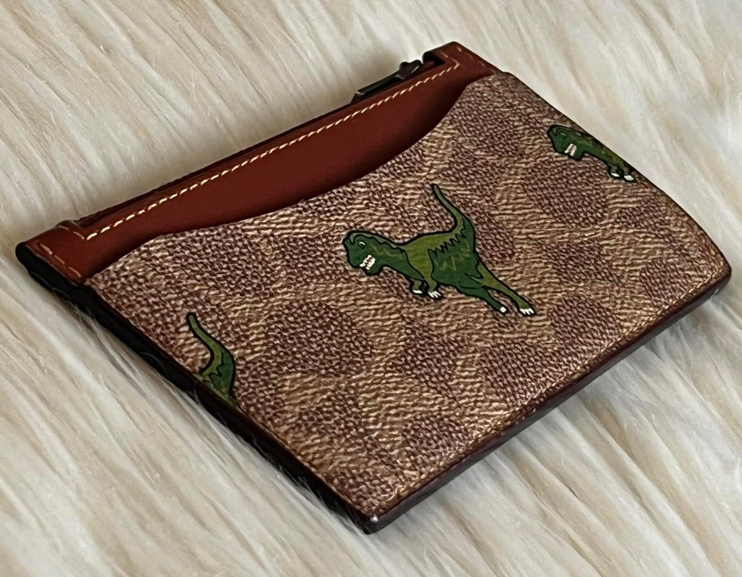 Coach L Zip Card Case in Signature Canvas with Rexy Print