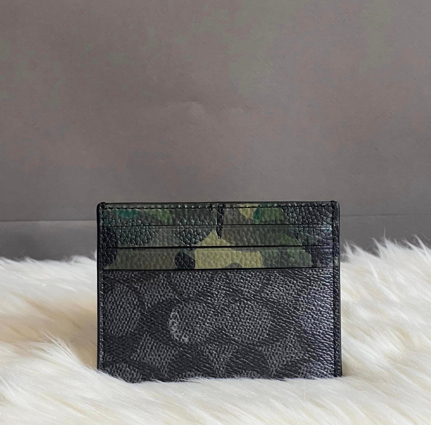 Coach Card Case In Signature Canvas With Camo Print