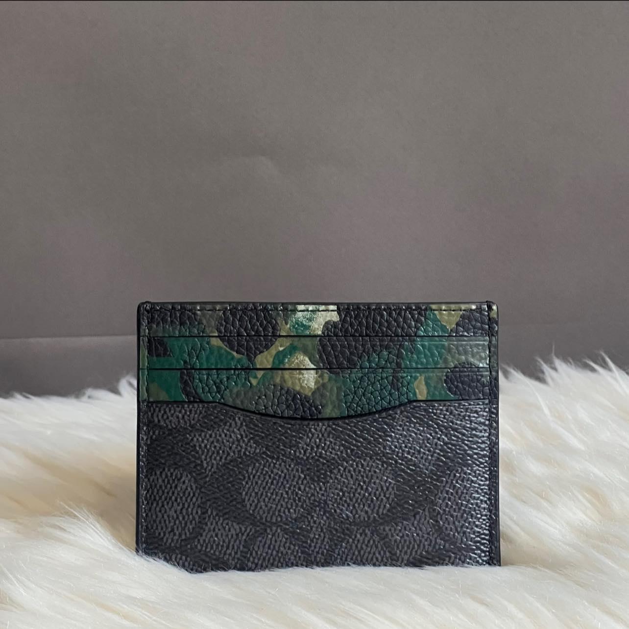 Coach Card Case In Signature Canvas With Camo Print
