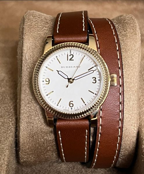 Burberry Women’s Utilitarian White Dial Tan Leather Watch
