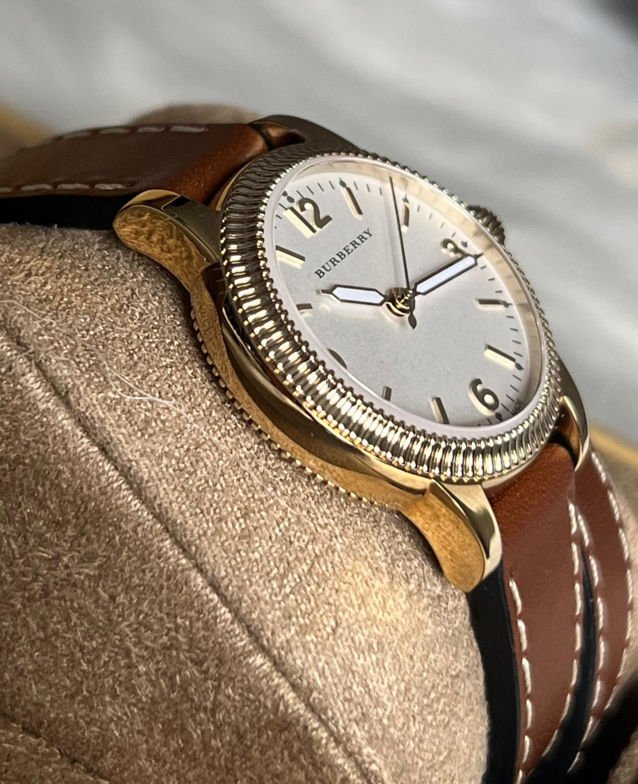 Burberry Women’s Utilitarian White Dial Tan Leather Watch