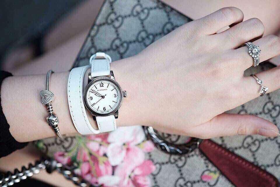 Burberry Women’s Utilitarian White Dial Tan Leather Watch