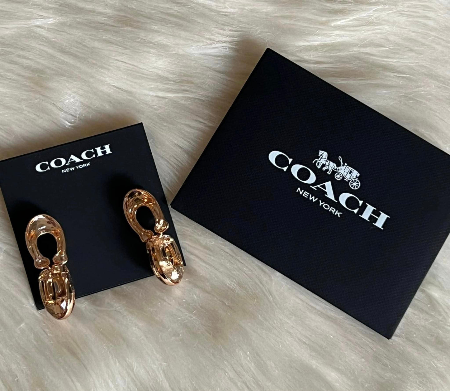 Coach Faceted Crystal Signature Double Drop Earrings