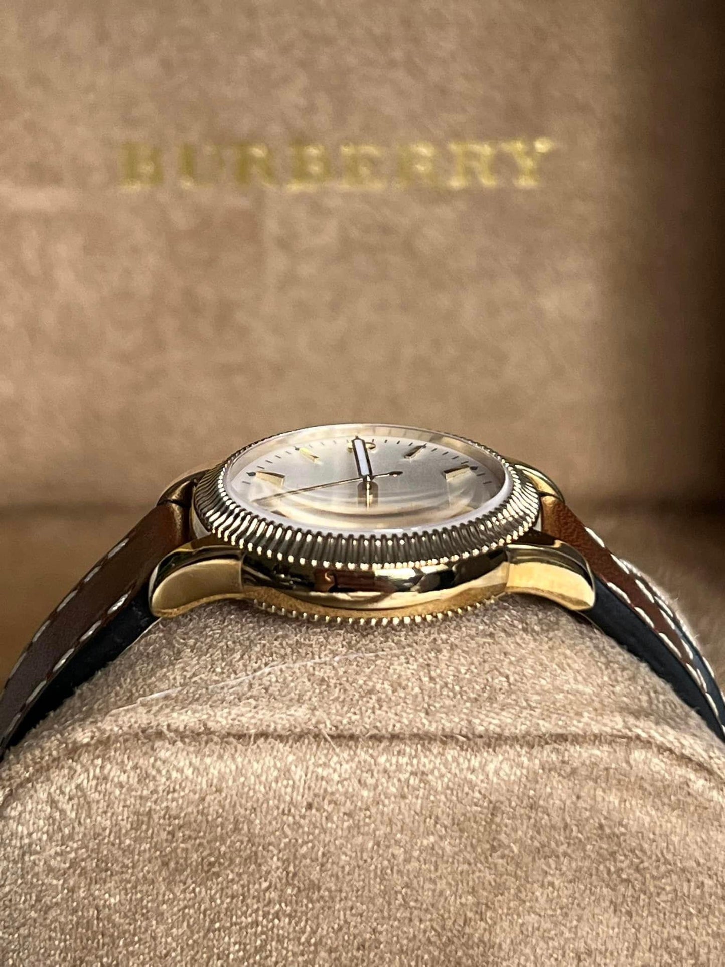 Burberry Women’s Utilitarian White Dial Tan Leather Watch
