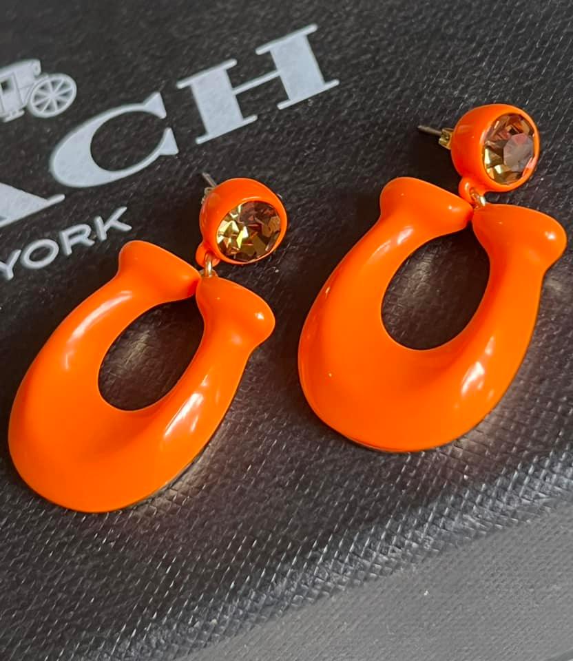 Coach Large Signature Enamel Earrings