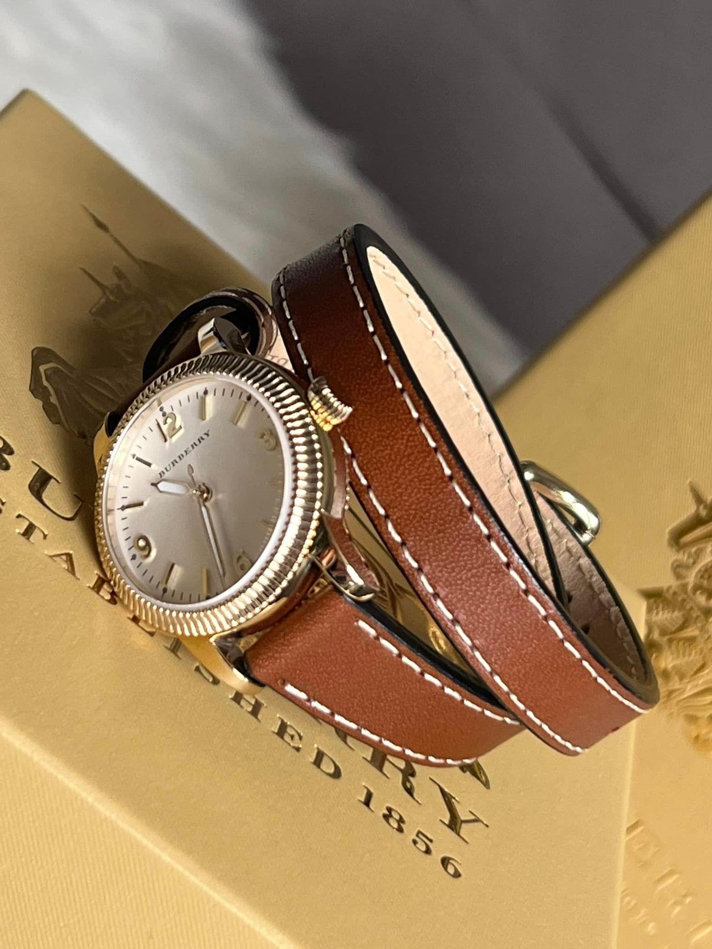 Burberry Women’s Utilitarian White Dial Tan Leather Watch