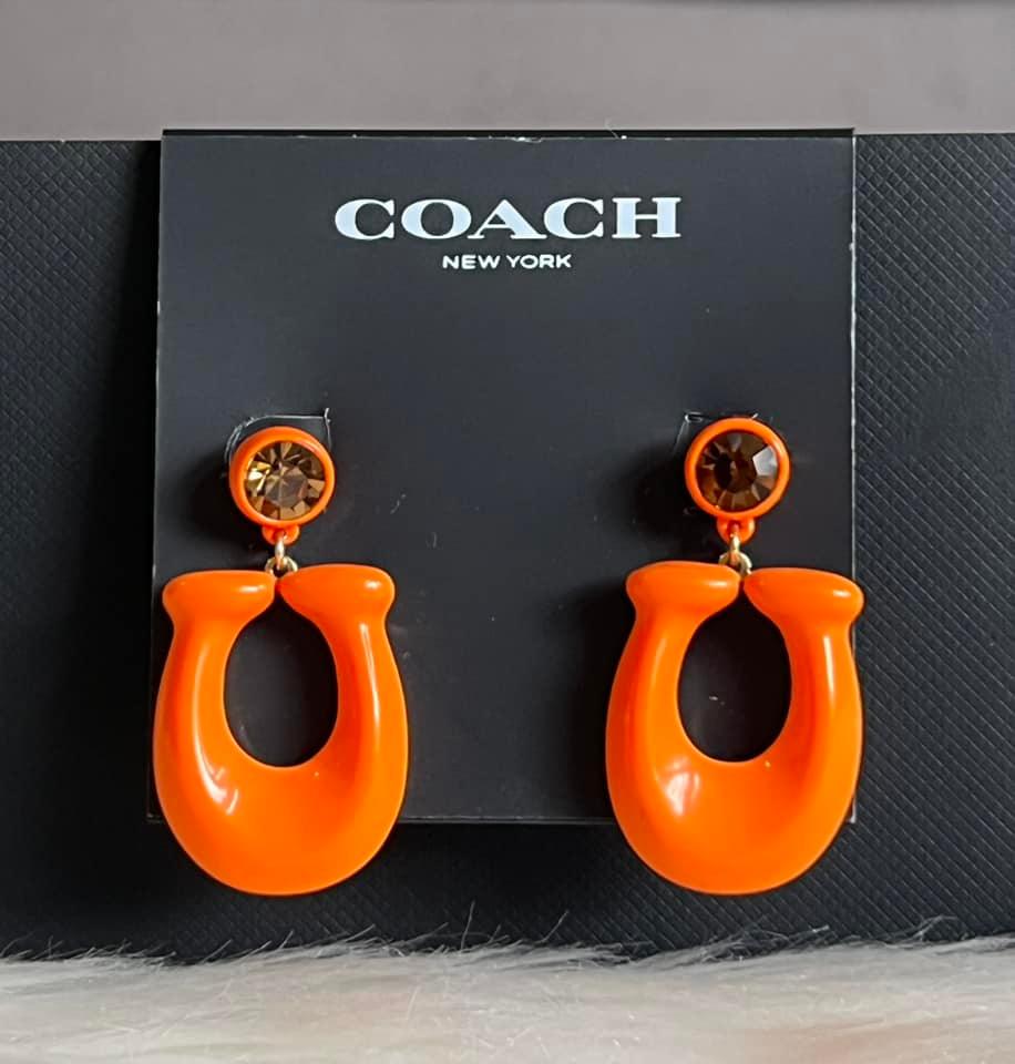 Coach Large Signature Enamel Earrings