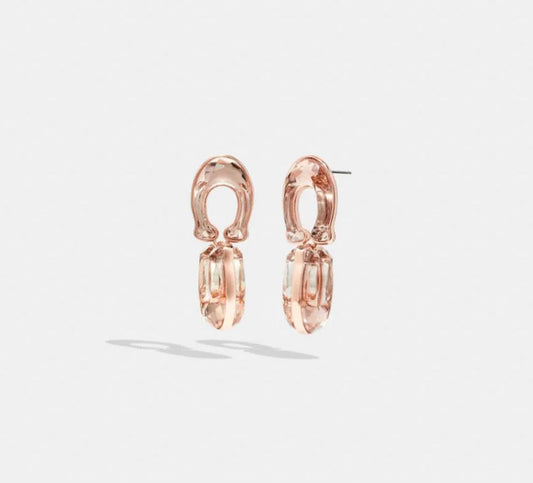 Coach Faceted Crystal Signature Double Drop Earrings