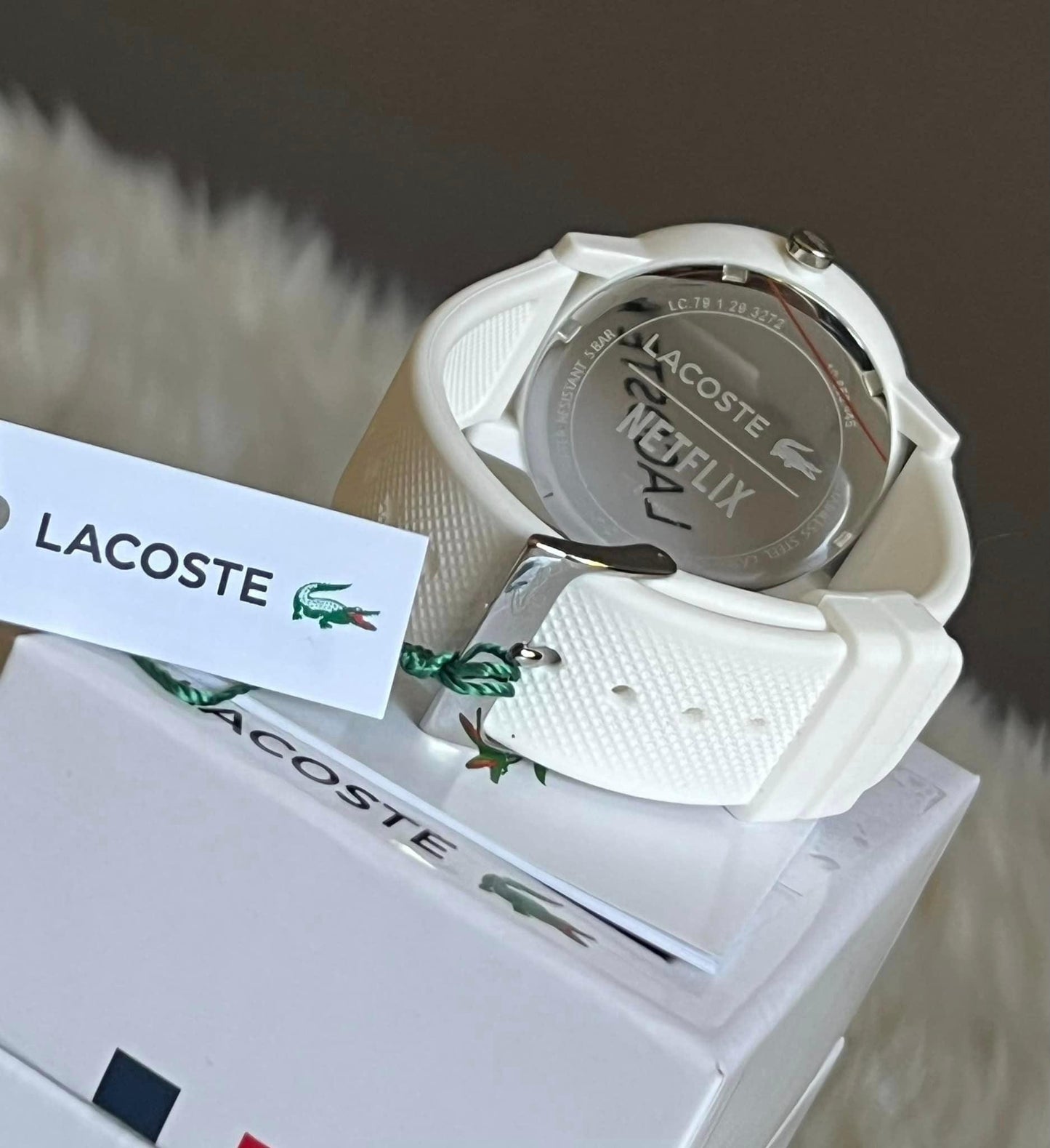 Lacoste Netflix Sex Education 3 Hands White Silicone Watch