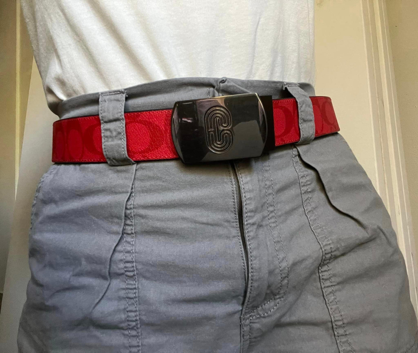 Coach Men’s Plaque Buckle Reversible Belt