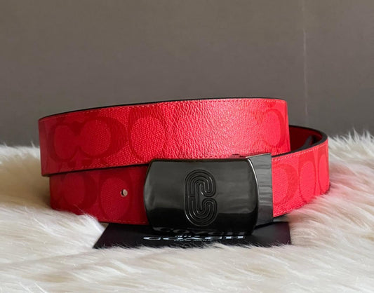 Coach Men’s Plaque Buckle Reversible Belt