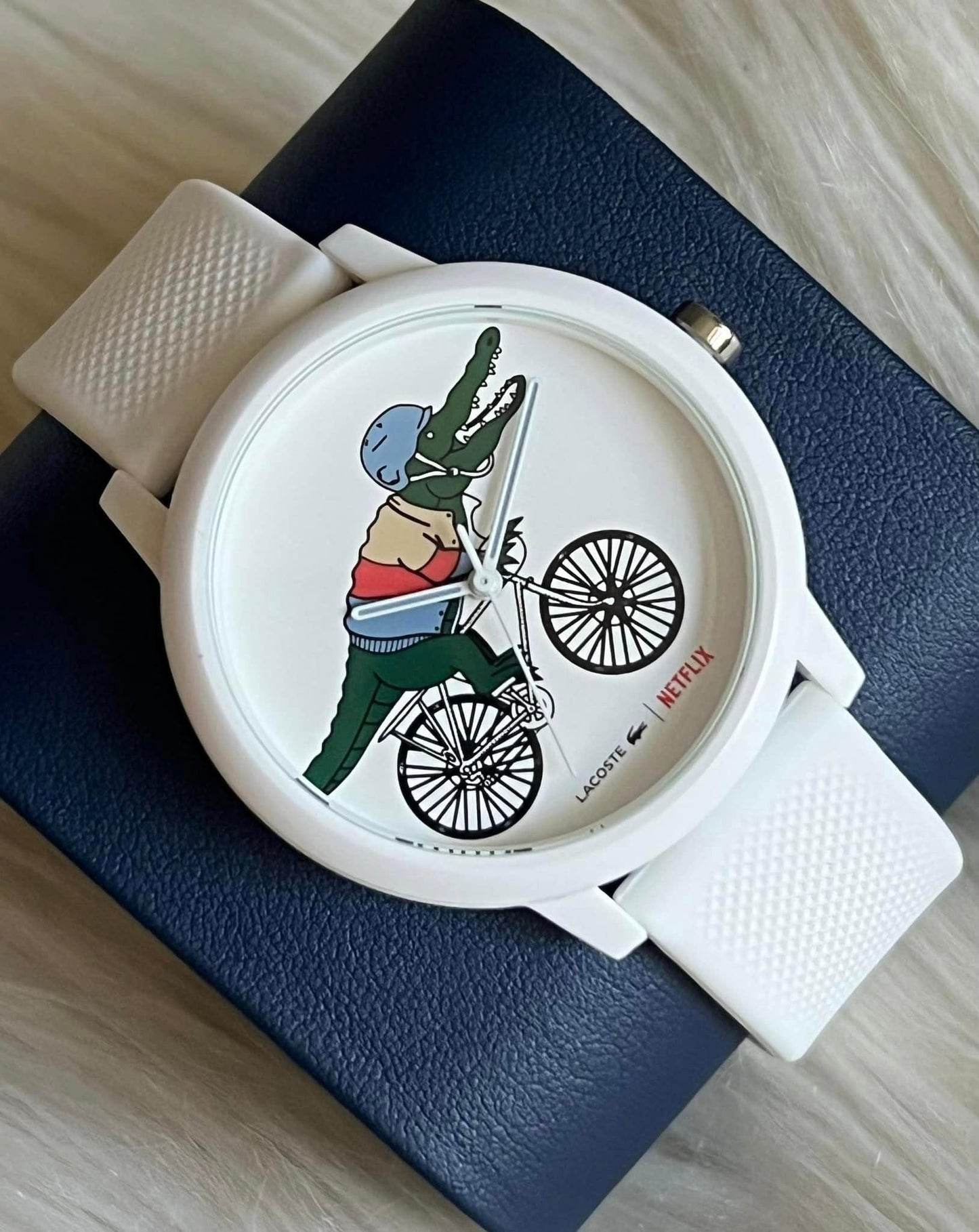 Lacoste Netflix Sex Education 3 Hands White Silicone Watch