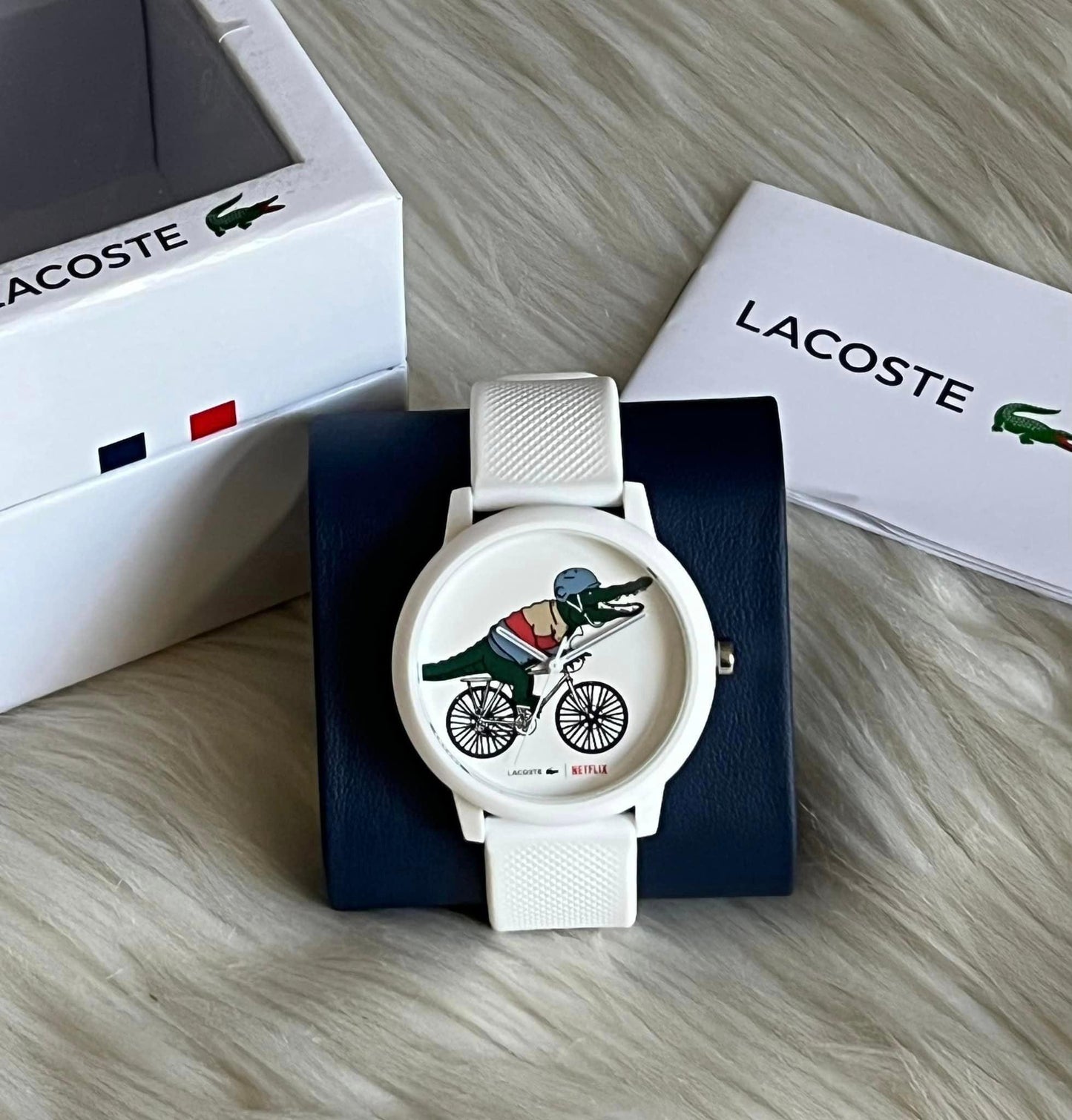 Lacoste Netflix Sex Education 3 Hands White Silicone Watch
