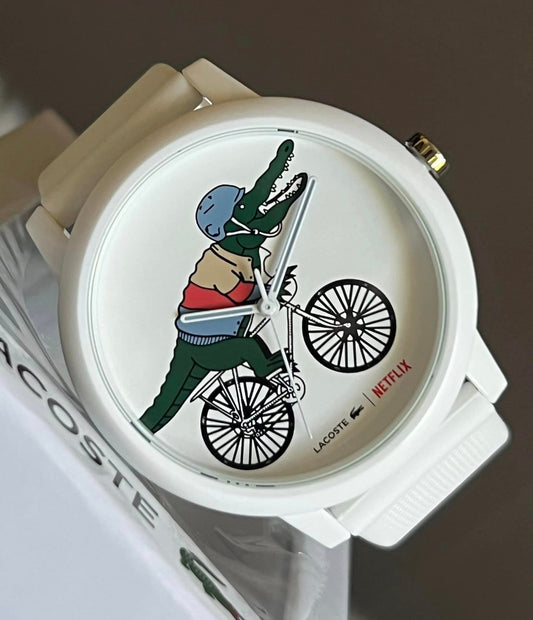 Lacoste Netflix Sex Education 3 Hands White Silicone Watch