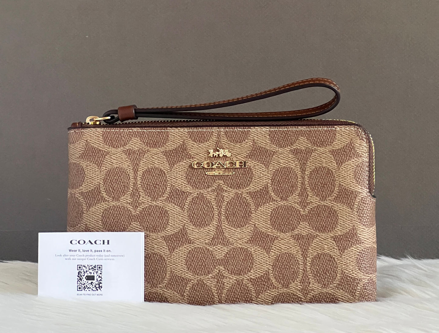 Coach Large Corner Zip Wristlet in Signature Canvas