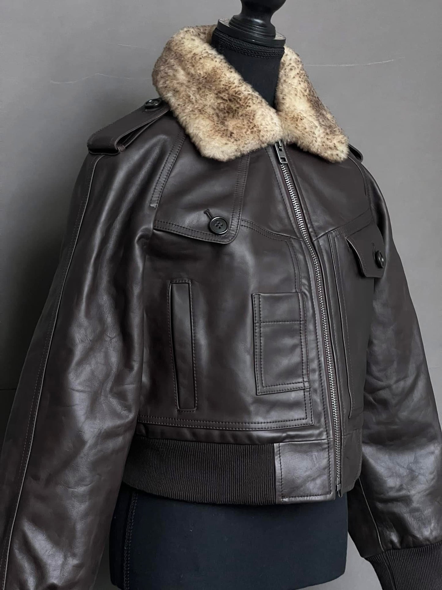 Coach Cropped Leather Jacket
