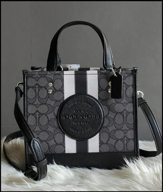 Coach Dempsey Tote in Signature Jacquard with Stripe and Coach Patch