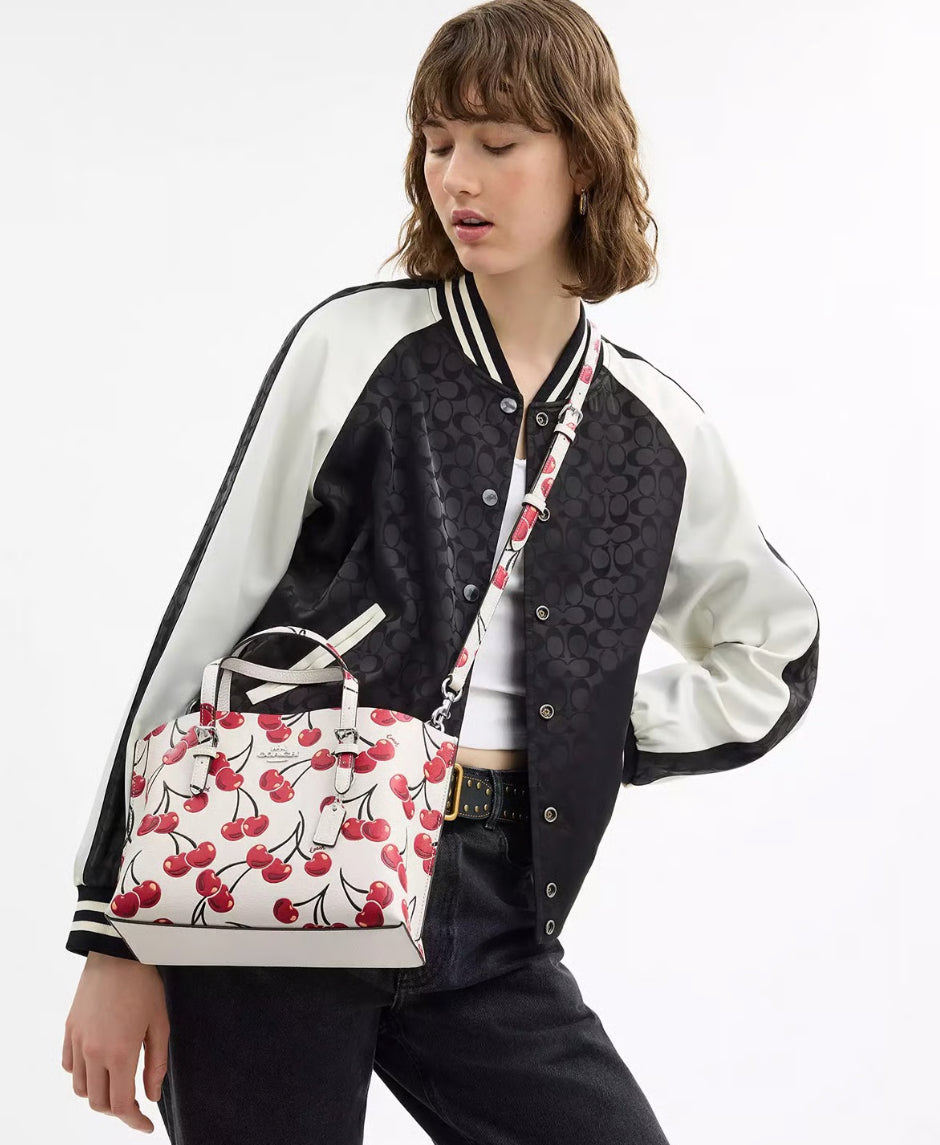 Coach Mollie Tote Bag 25 With Cherry Print