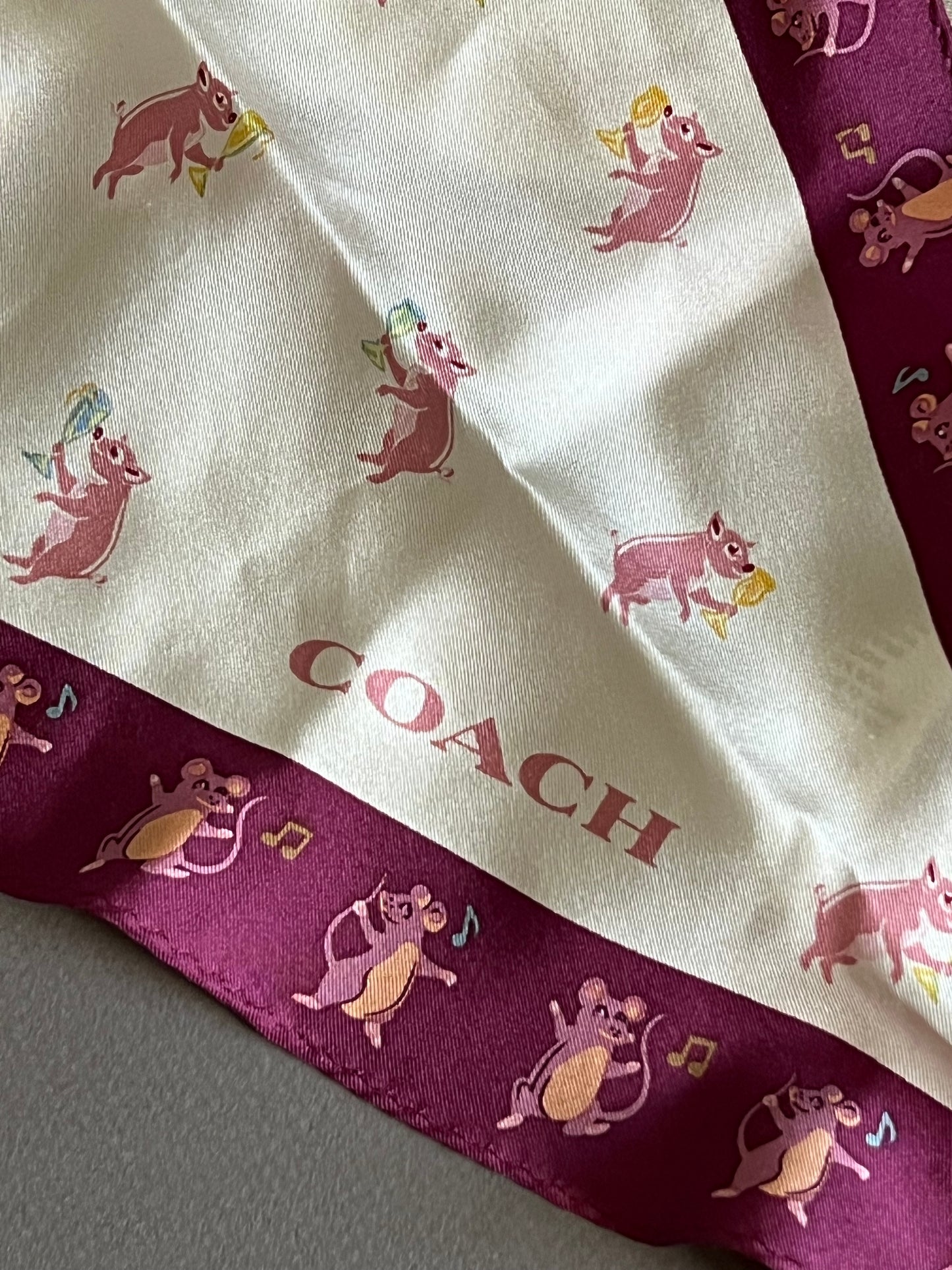 Coach Party Pig Silk Diamond Scarf