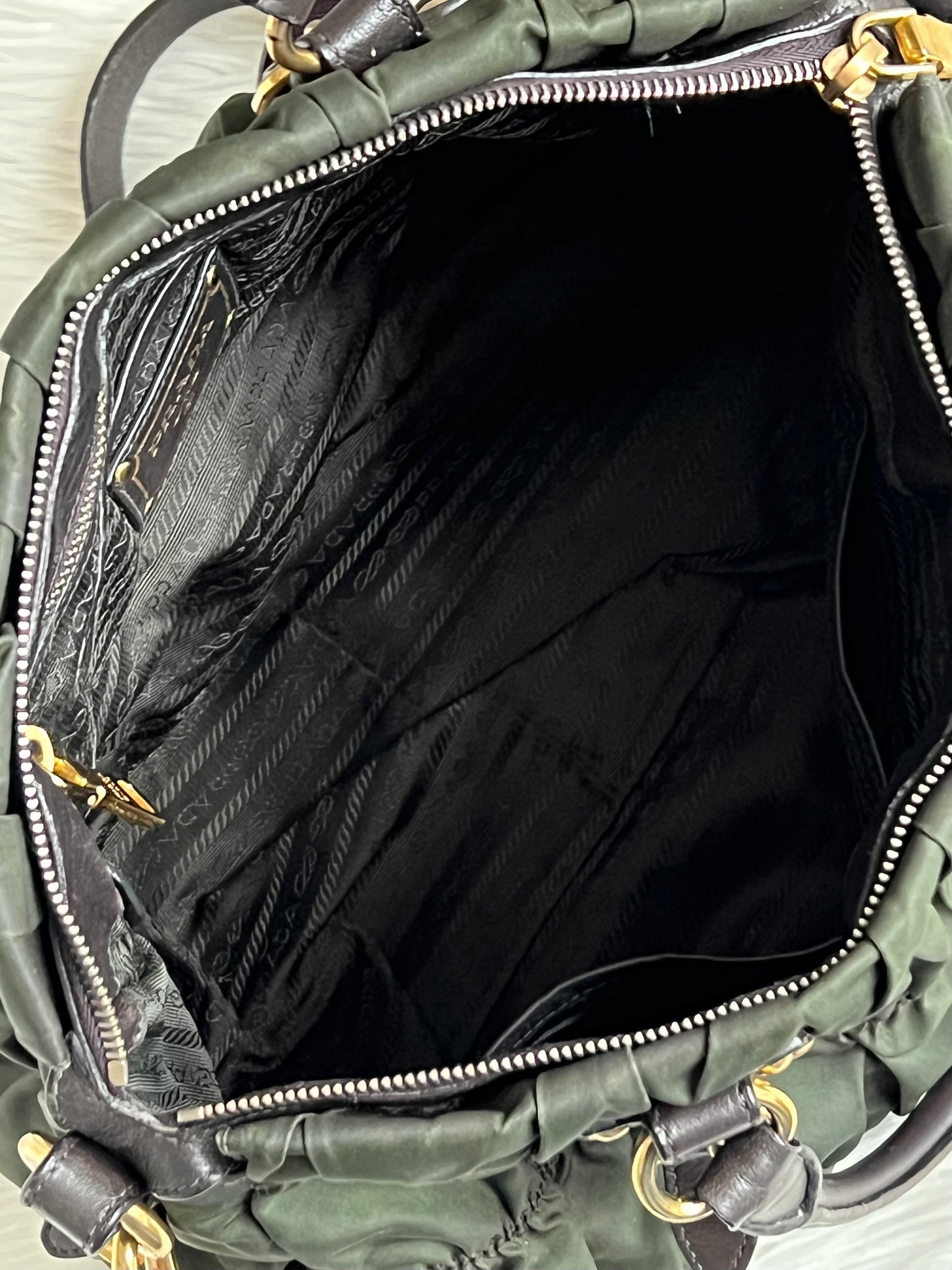 Prada Tessuto Gaufre Nylon Ruched Bag