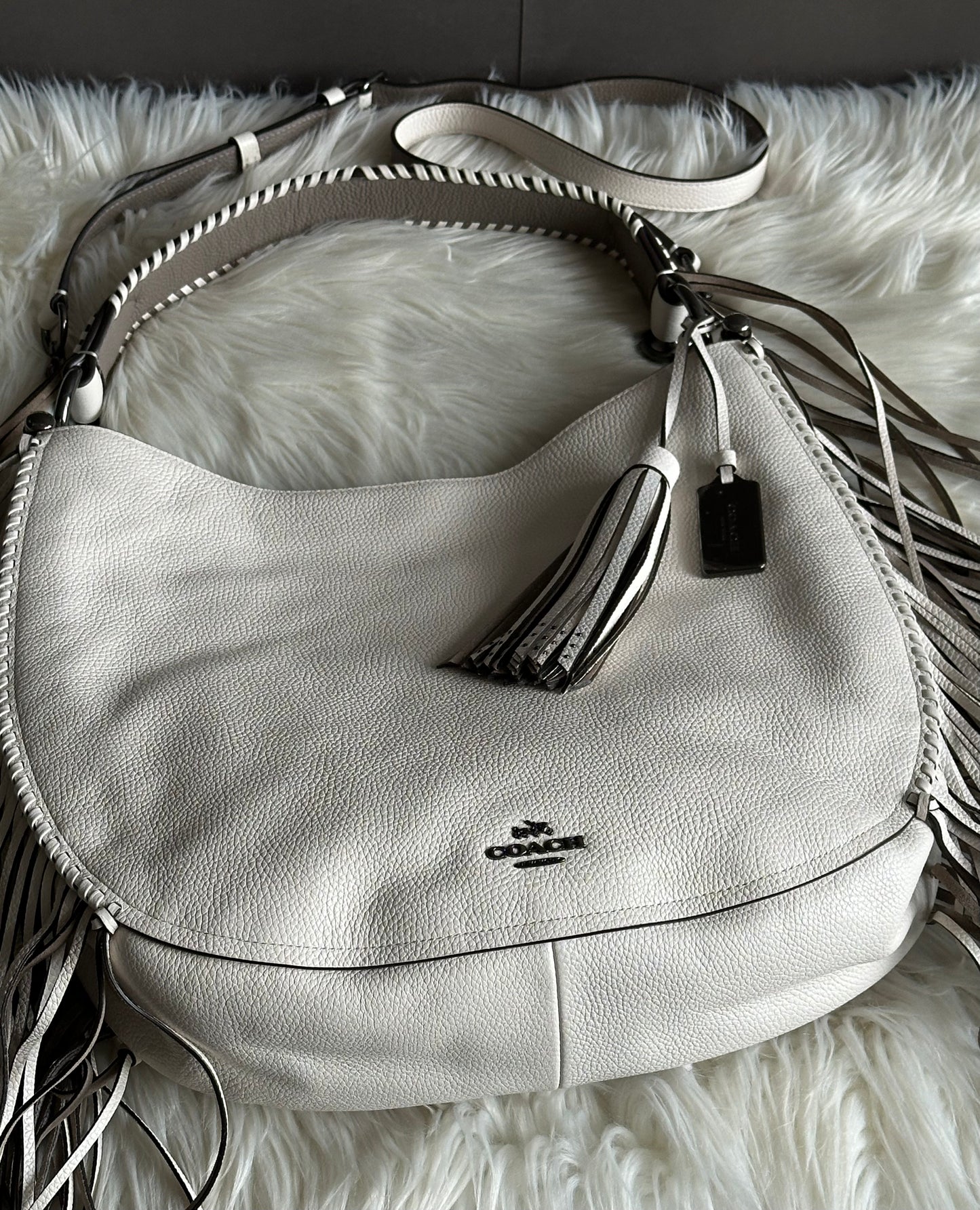 Coach Nomad Fringe Hobo in Pebble Leather