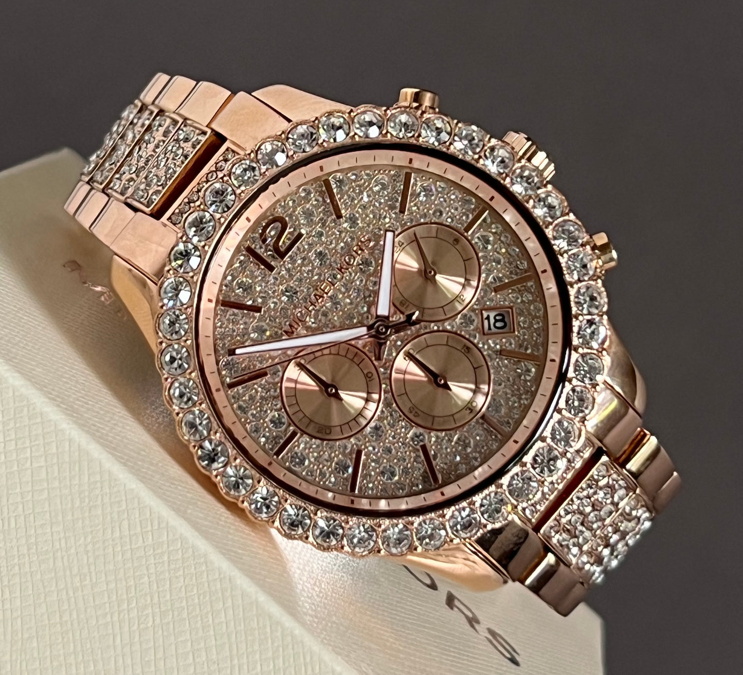 Michael Kors Women’s Layton Chronograph Rose Gold-Tone Watch