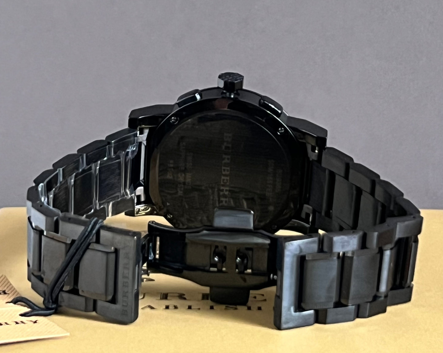 Burberry Men’s Large Check Gray Ion-Plated Stainless Steel Watch