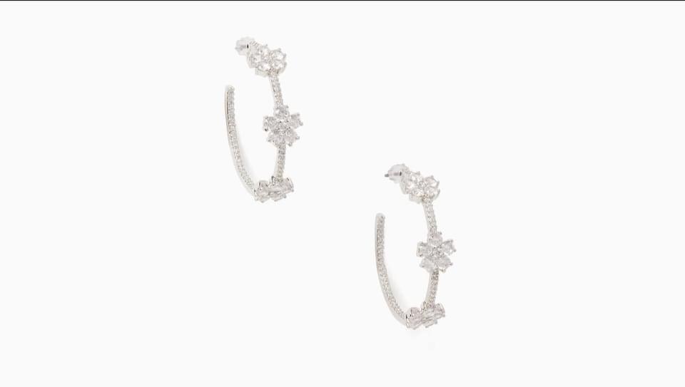 Kate Spade Gleaming Gardenia Flower Hoops Earrings
