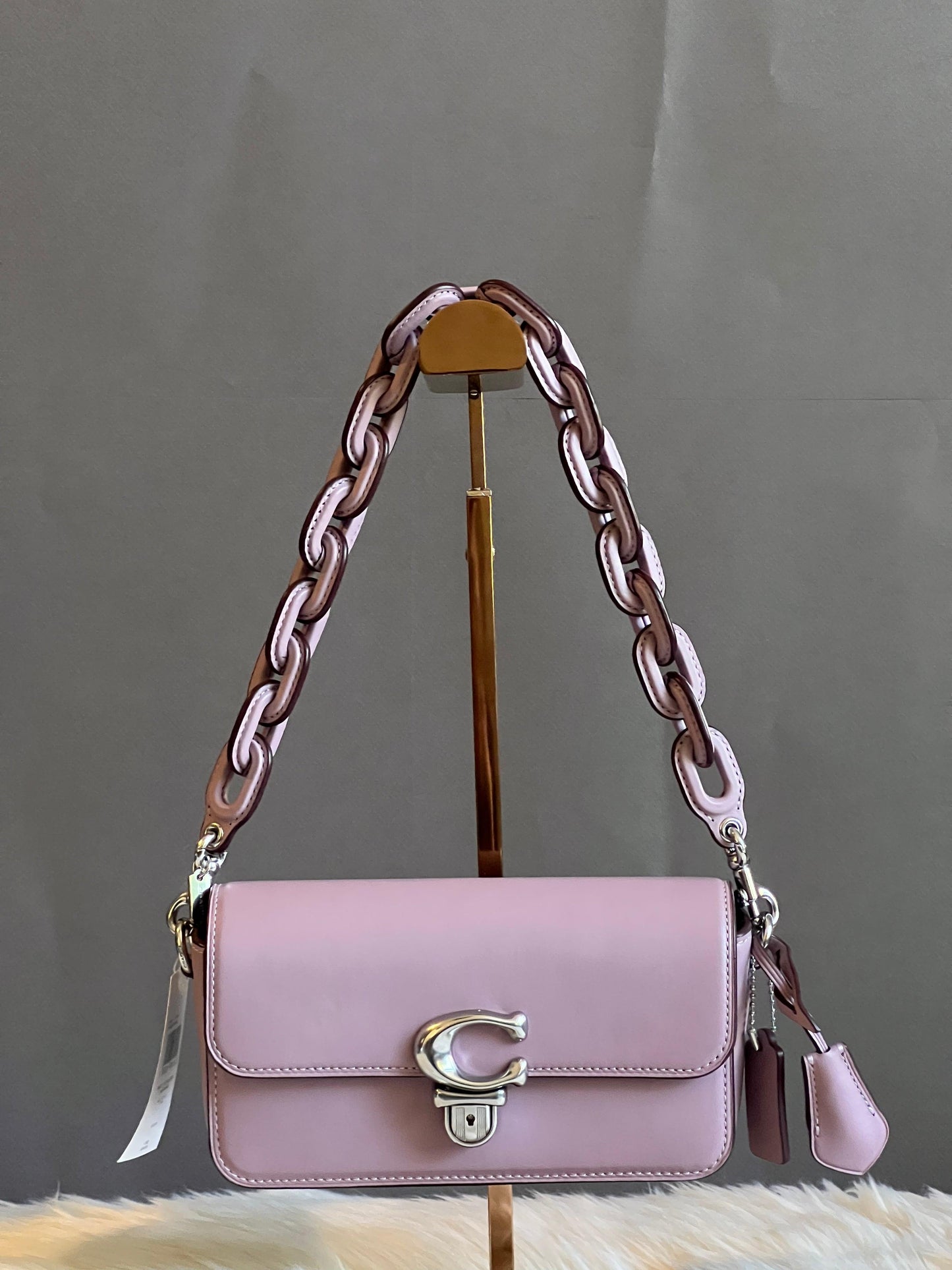Coach Leather Covered Short Chain Strap