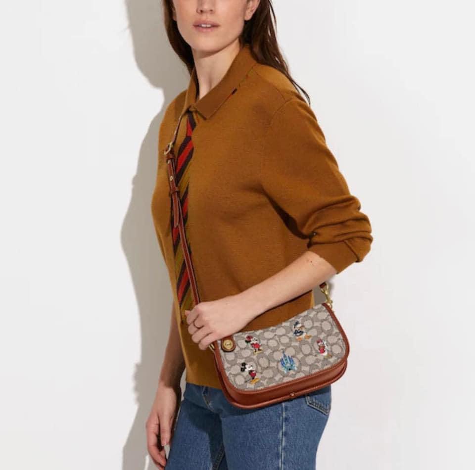 Coach X Disney Swinger Bag in Signature Textile Jacquard with Mickey Mouse and Friends Embroidery
